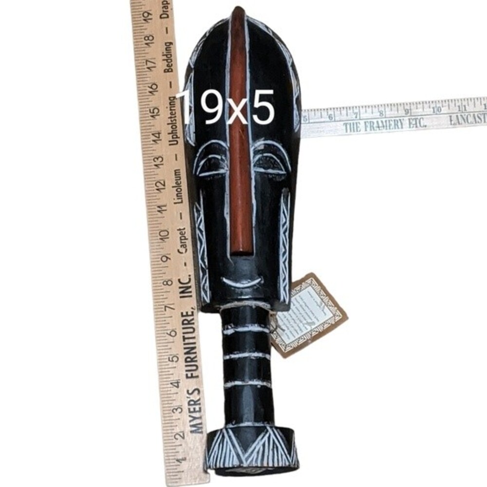 Face mask hand handcrafted Ghana wooden stand souvenir collectable ethnic - Picture 4 of 10